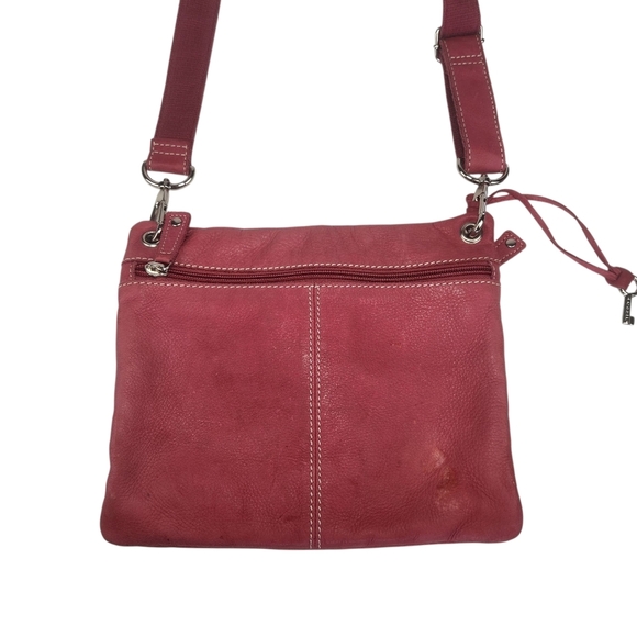 Vintage Fossil Sutter Soft Leather Crossbody Bag Adjustable Strap Purse Pink Sm - Picture 5 of 11